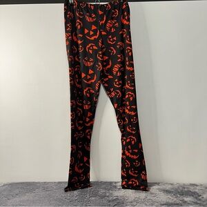 Freeze Halloween Pumpkin Print Leggings Black & Orange – Size L